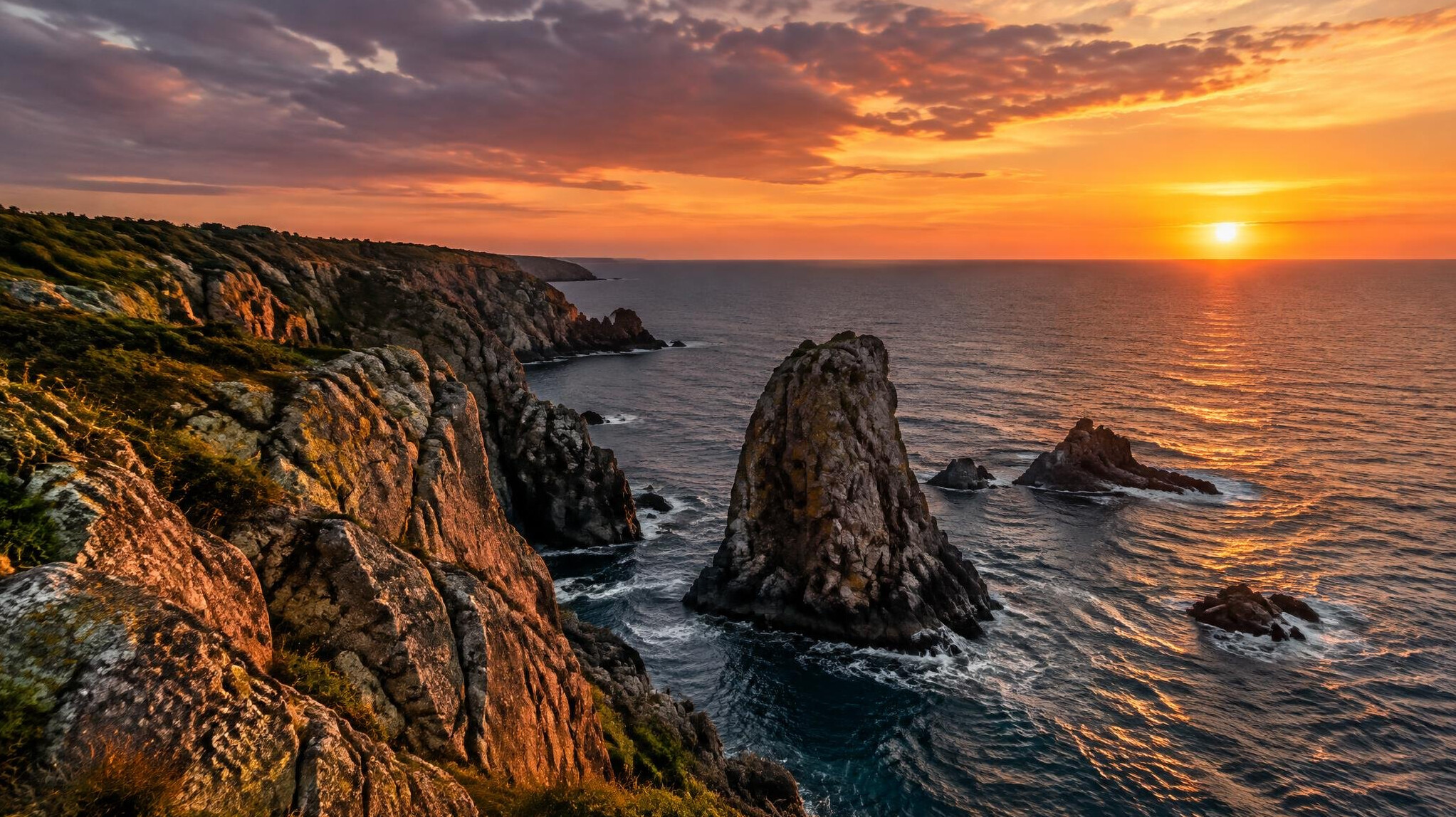 sunset over bornholm cliffs